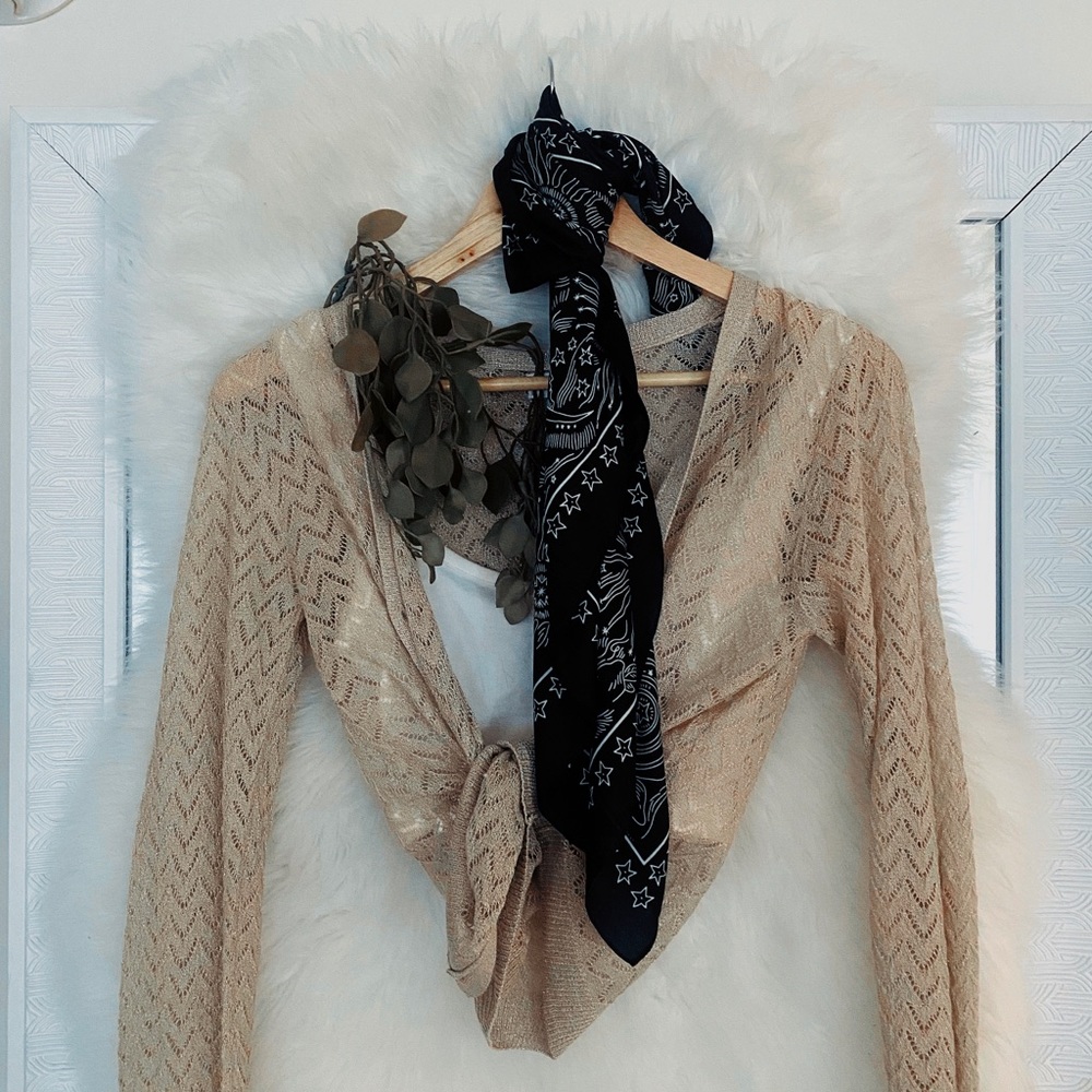 • § Millennium Glitter Cardigan • Mango Gold Stitch Sweater § •